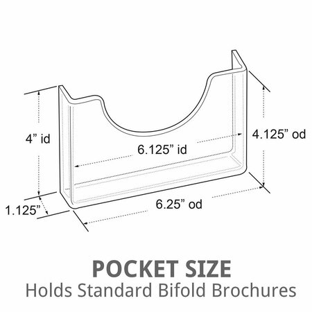 Azar Displays Three-Pocket Bifold Wall Mount Brochure Holder with Gold Stand Off Caps 105584-GLD